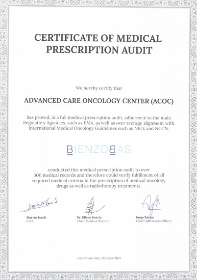 Certificate of Medical Prescription Audit